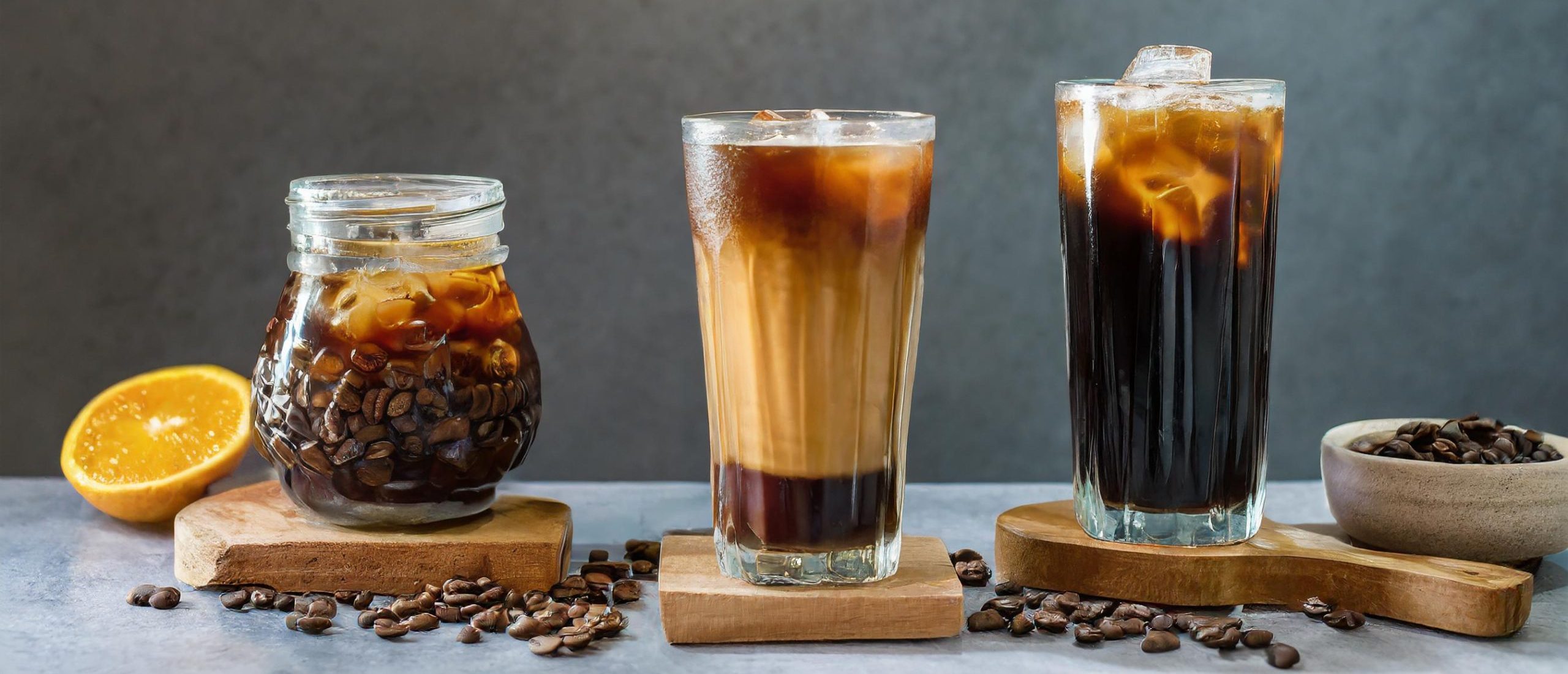 Firefly a various photo of cold brew coffe for website banner with clean background 7625